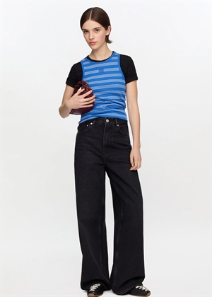Soft cotton rib stripe tank Nouvean navy A1040452 Ganni 